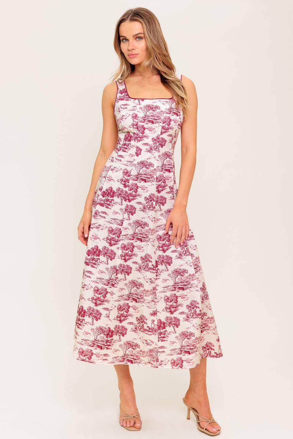 MOJITO MOOD BERRY WOVEN MIDI DRESS - Flying Tomato - Flyclothing LLC