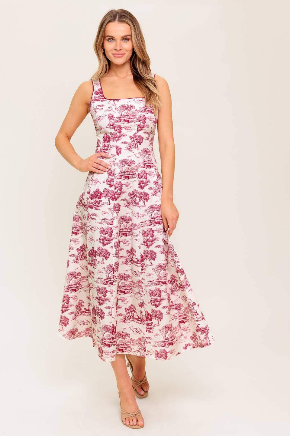 MOJITO MOOD BERRY WOVEN MIDI DRESS - Flying Tomato - Flyclothing LLC