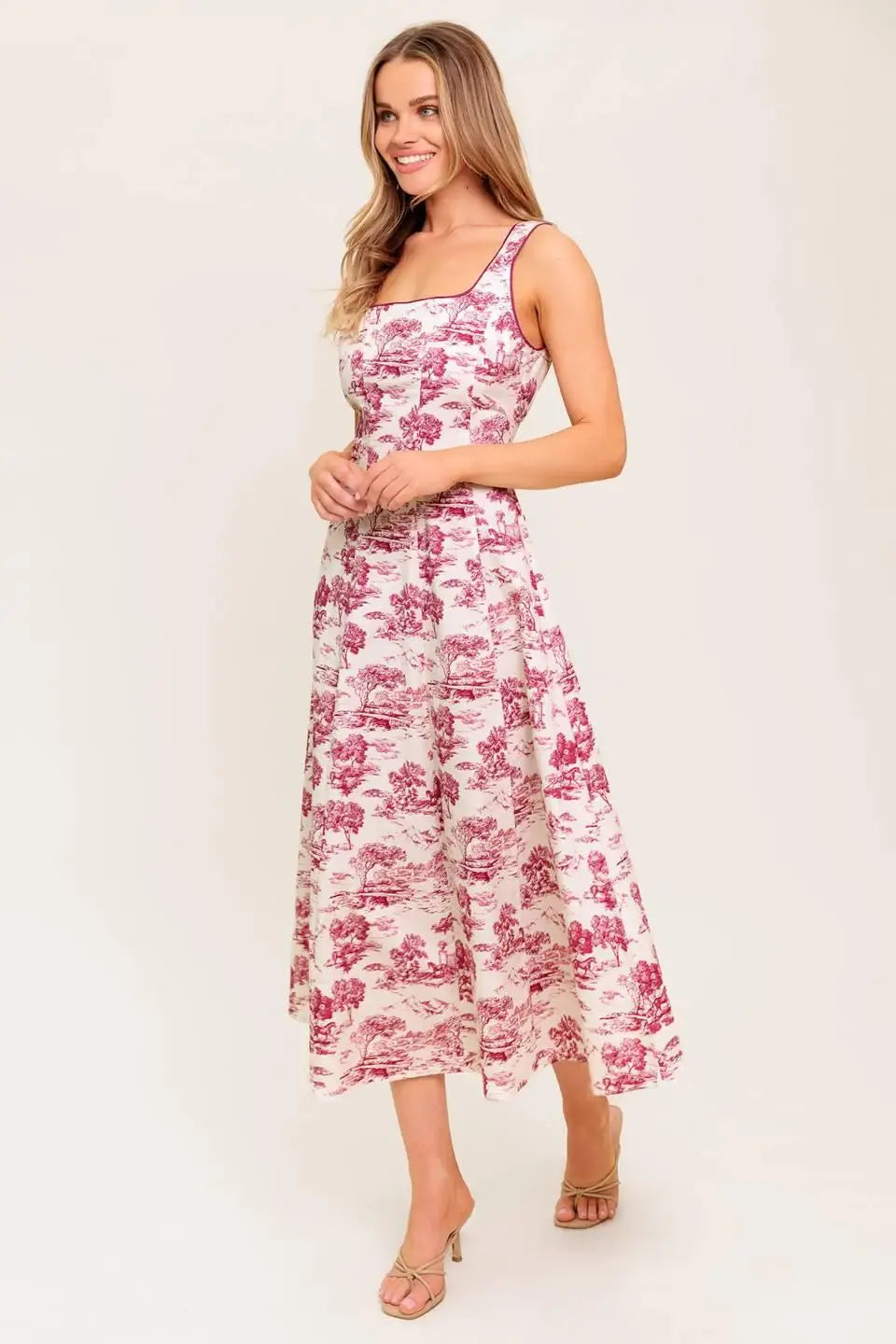 MOJITO MOOD BERRY WOVEN MIDI DRESS - Flying Tomato - Flyclothing LLC