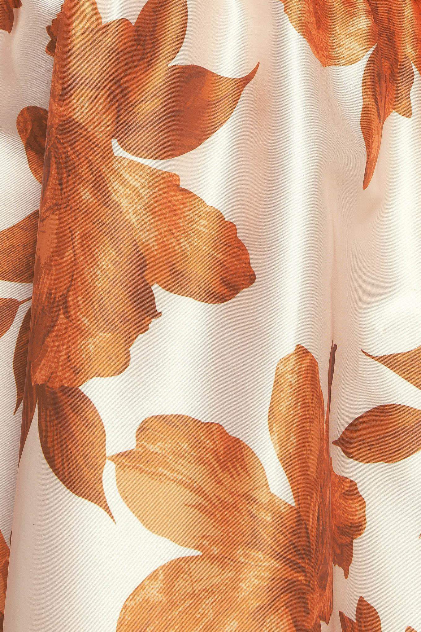 AUTUMNAL FLORAL WOVEN MIDI DRESS - Flying Tomato - Flyclothing LLC