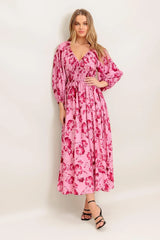 HONEY BUN MOUVE WOVEN MIDI DRESS - Flying Tomato - Flyclothing LLC