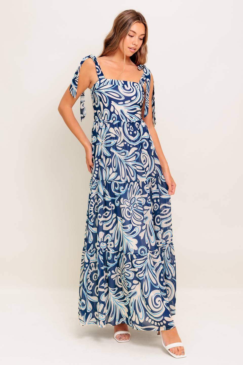 ISLAND SERENADE NAVY WOVEN MAXI DRESS - Flying Tomato - Flyclothing LLC