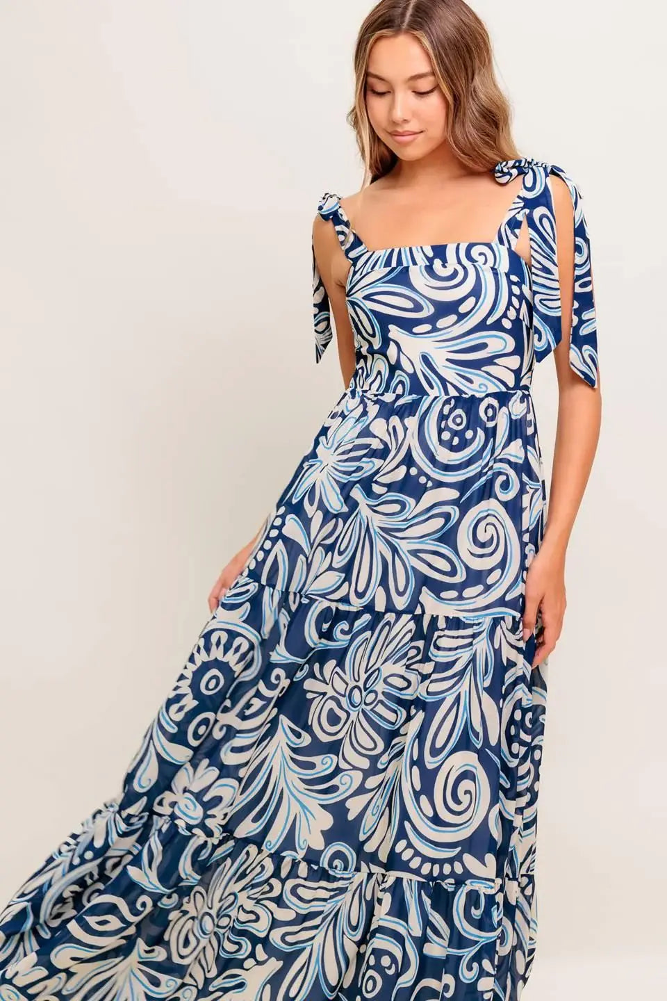 ISLAND SERENADE NAVY WOVEN MAXI DRESS - Flying Tomato - Flyclothing LLC