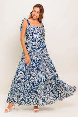 ISLAND SERENADE NAVY WOVEN MAXI DRESS - Flying Tomato - Flyclothing LLC