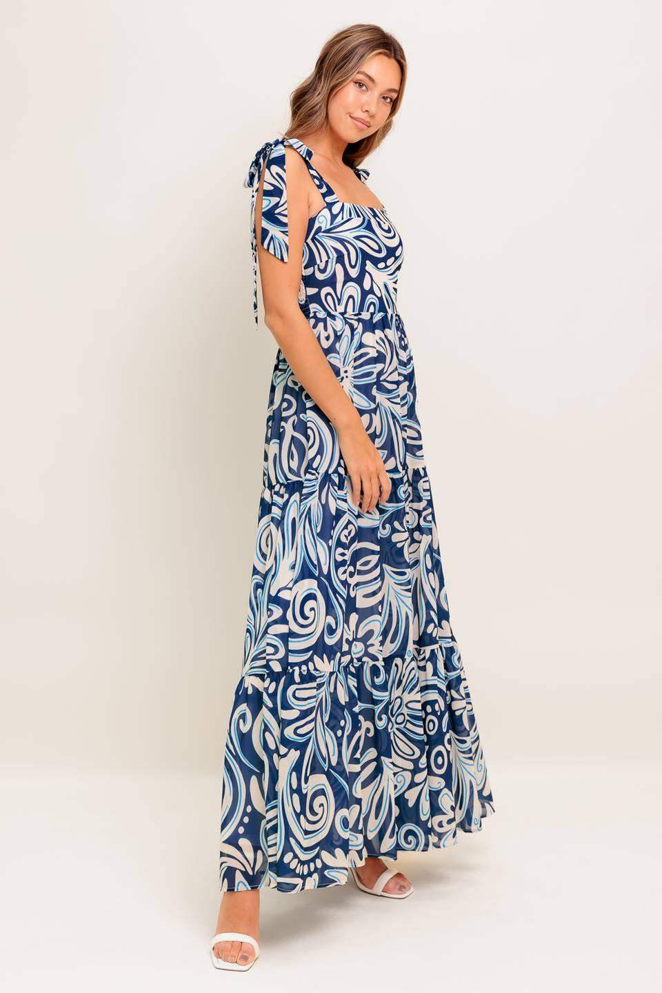 ISLAND SERENADE NAVY WOVEN MAXI DRESS - Flying Tomato - Flyclothing LLC