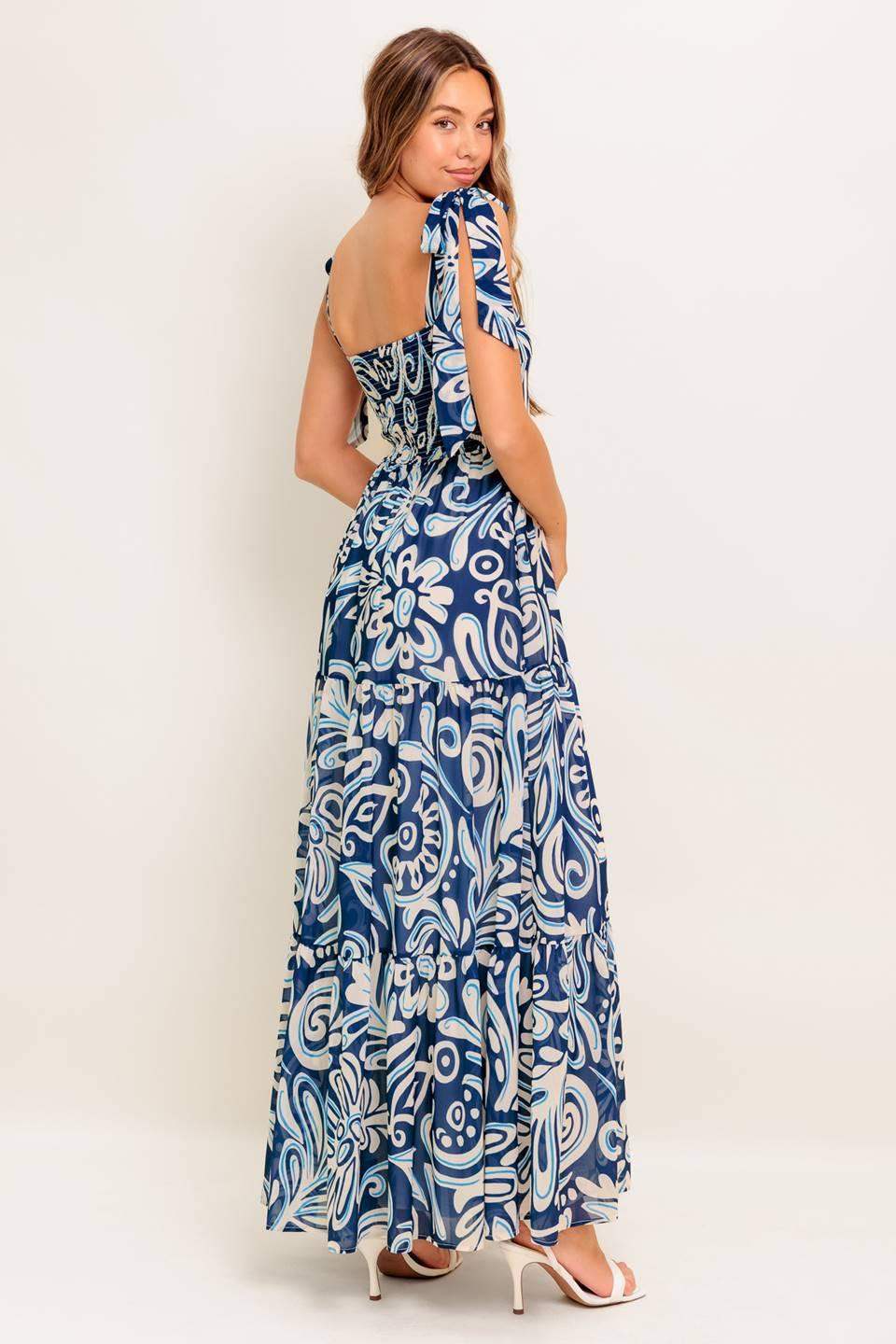 ISLAND SERENADE NAVY WOVEN MAXI DRESS - Flying Tomato - Flyclothing LLC