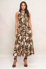 ELEGANT BLOOM WOVEN MIDI DRESS - Flying Tomato - Flyclothing LLC