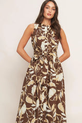 ELEGANT BLOOM WOVEN MIDI DRESS - Flying Tomato - Flyclothing LLC