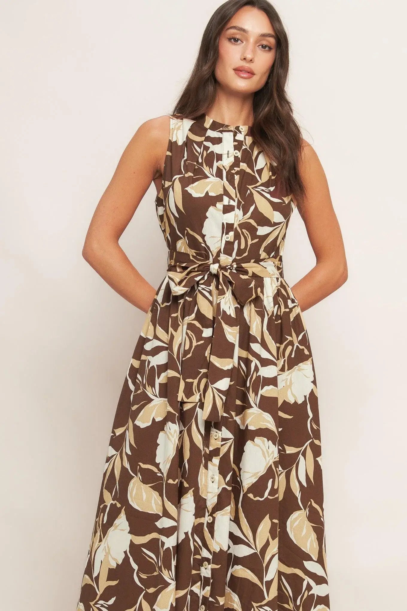 ELEGANT BLOOM WOVEN MIDI DRESS - Flying Tomato - Flyclothing LLC