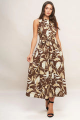 ELEGANT BLOOM WOVEN MIDI DRESS - Flying Tomato - Flyclothing LLC