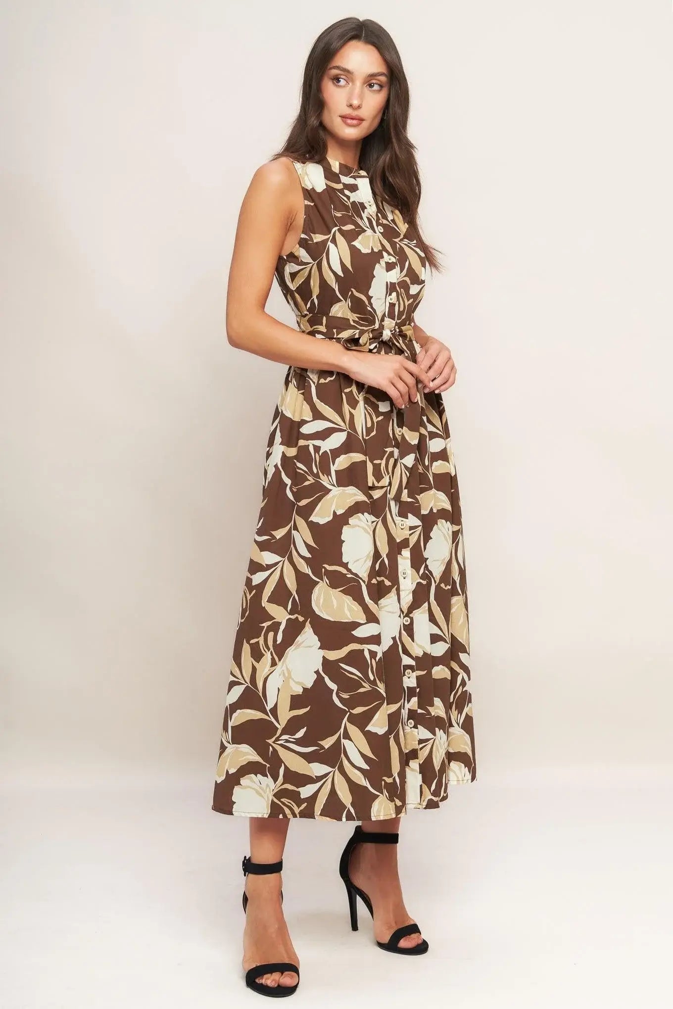ELEGANT BLOOM WOVEN MIDI DRESS - Flying Tomato - Flyclothing LLC