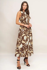 ELEGANT BLOOM WOVEN MIDI DRESS - Flying Tomato - Flyclothing LLC