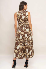 ELEGANT BLOOM WOVEN MIDI DRESS - Flying Tomato - Flyclothing LLC