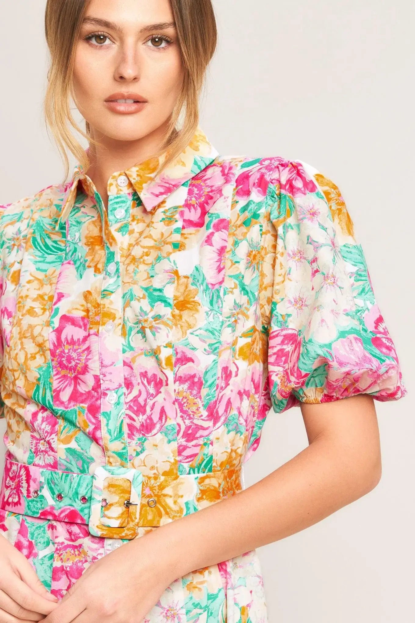 BLOOMING GARDEN WOVEN MIDI DRESS - Flying Tomato - Flyclothing LLC