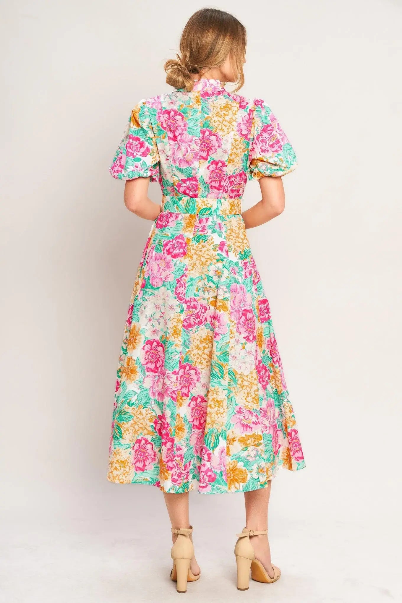 BLOOMING GARDEN WOVEN MIDI DRESS - Flying Tomato - Flyclothing LLC