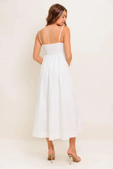 NATURE’S TOUCH WHITE WOVEN MIDI DRESS - Flying Tomato - Flyclothing LLC
