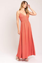 CORAL BLOSSOM WOVEN MAXI DRESS - Flying Tomato - Flyclothing LLC