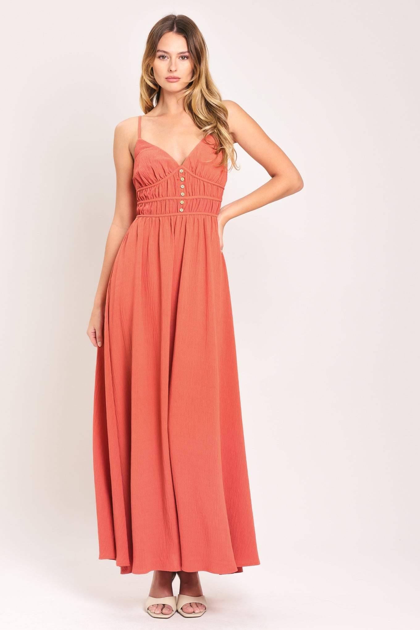 CORAL BLOSSOM WOVEN MAXI DRESS - Flying Tomato - Flyclothing LLC