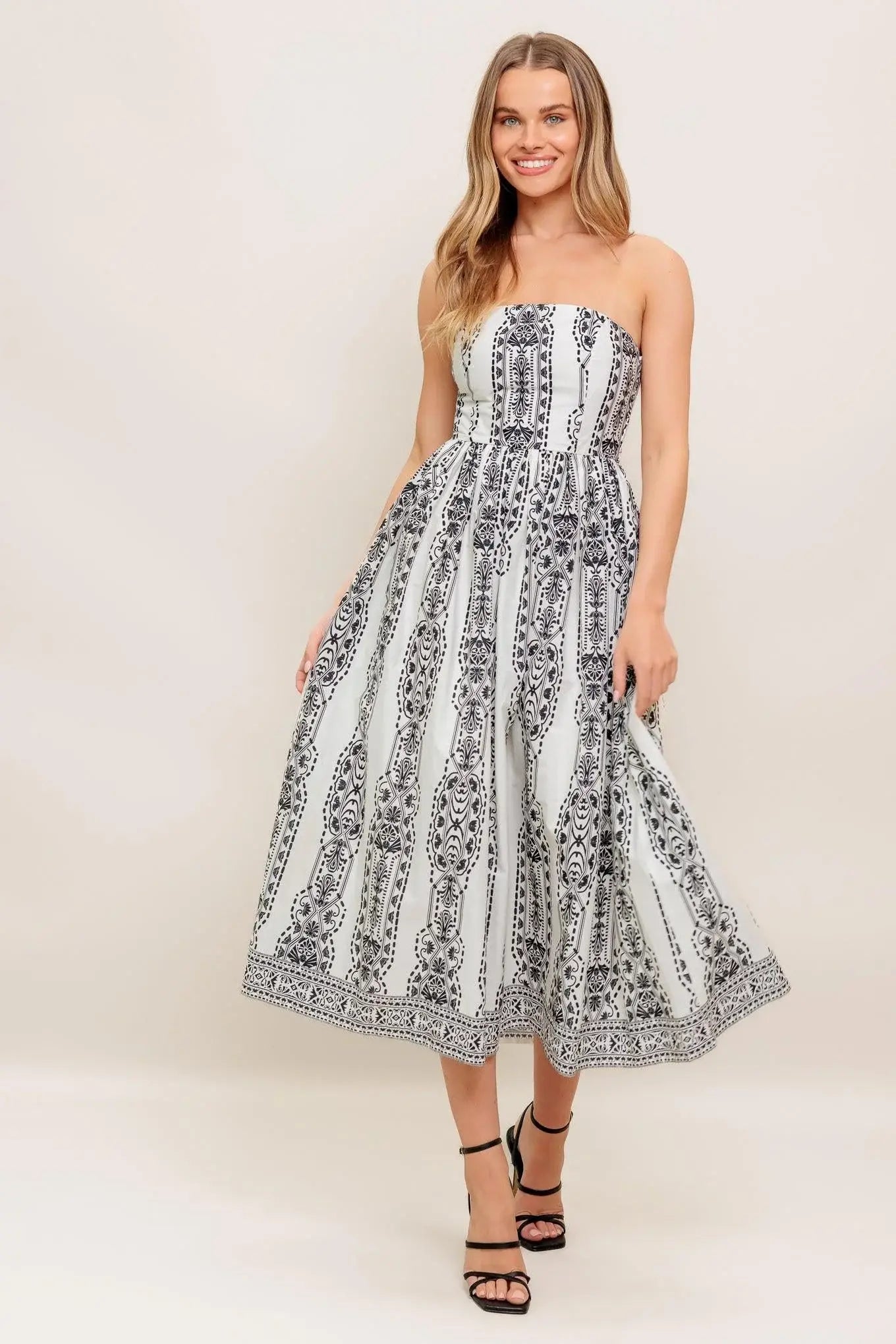 SUMMER SILHOUETTE WOVEN MIDI DRESS - Flying Tomato - Flyclothing LLC