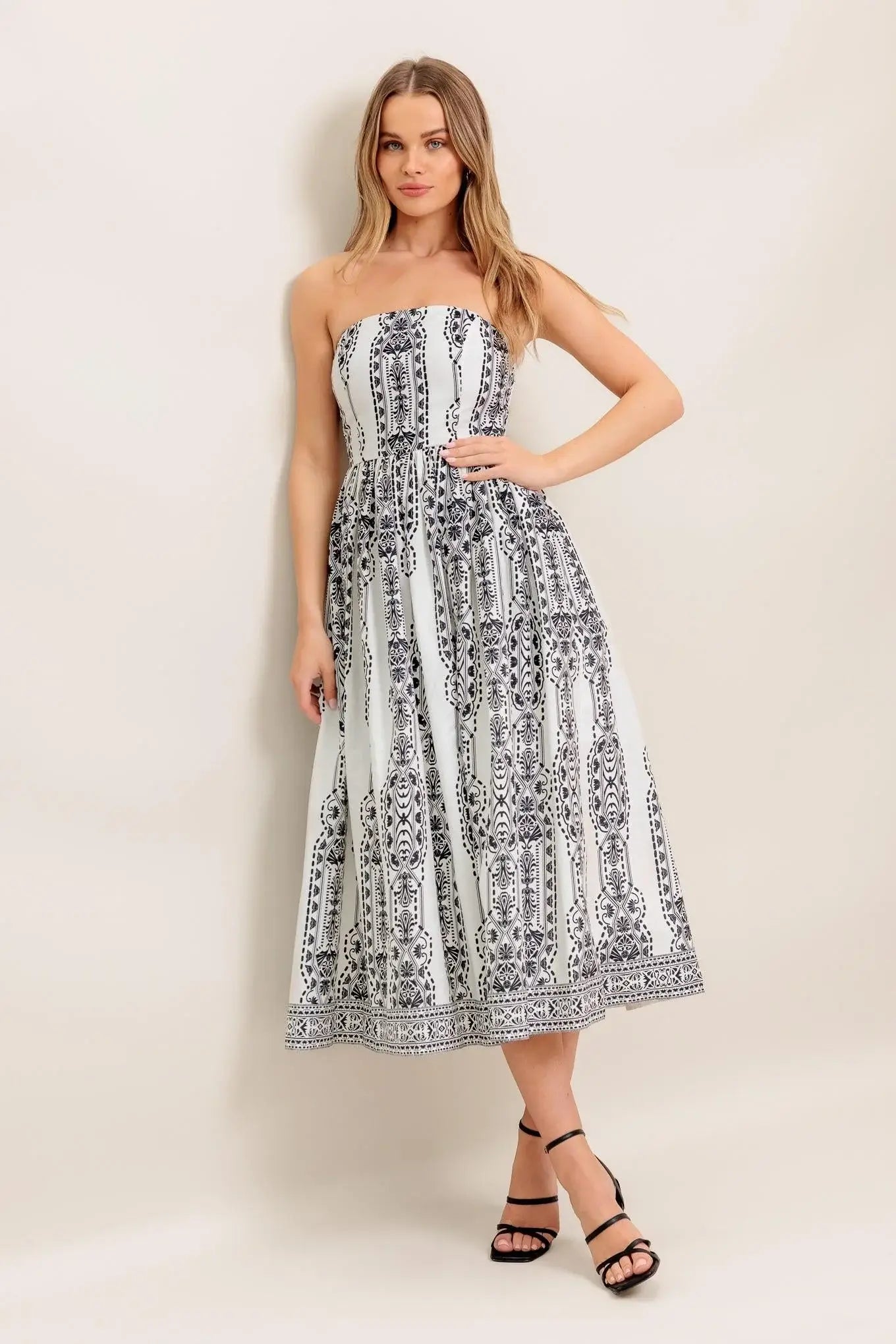 SUMMER SILHOUETTE WOVEN MIDI DRESS - Flying Tomato - Flyclothing LLC