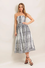 SUMMER SILHOUETTE WOVEN MIDI DRESS - Flying Tomato - Flyclothing LLC