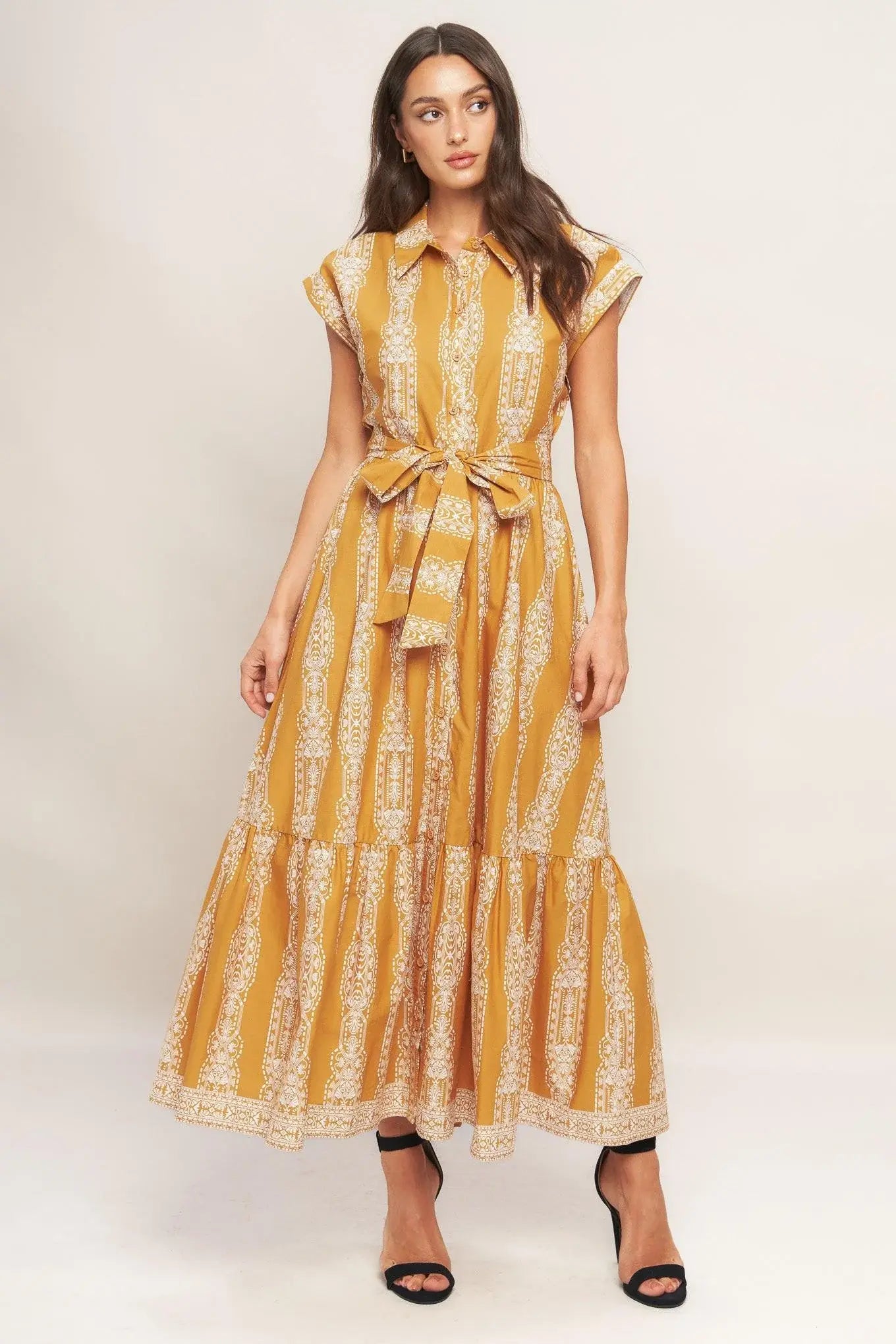 DESERT BLOOM WOVEN MIDI DRESS - Flying Tomato - Flyclothing LLC