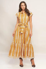 DESERT BLOOM WOVEN MIDI DRESS - Flying Tomato - Flyclothing LLC
