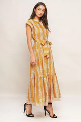 DESERT BLOOM WOVEN MIDI DRESS - Flying Tomato - Flyclothing LLC