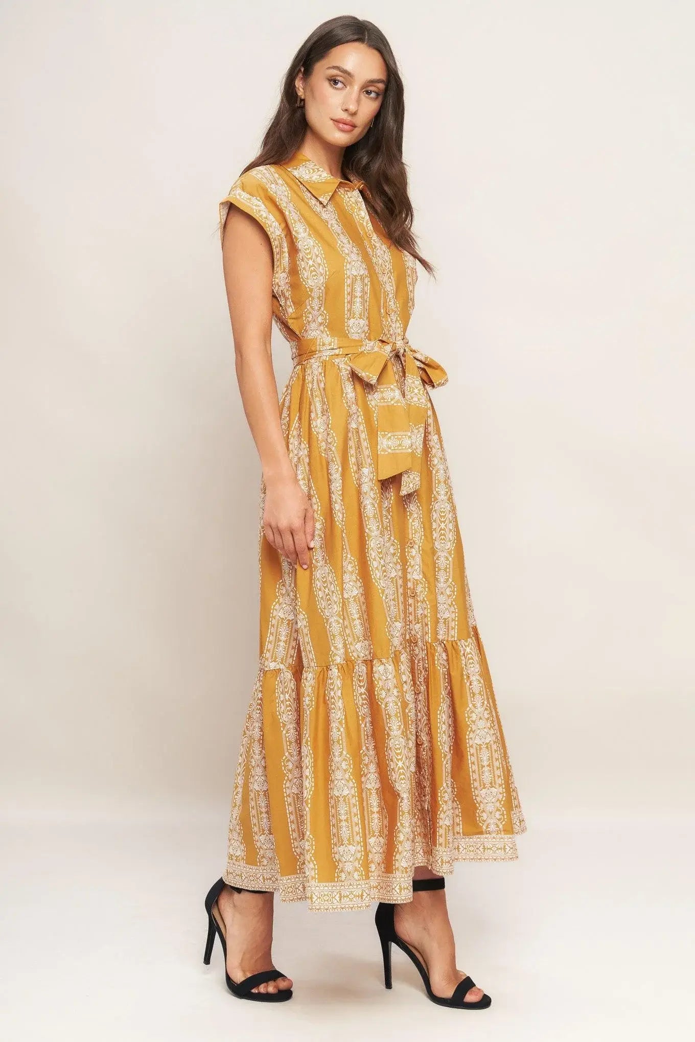 DESERT BLOOM WOVEN MIDI DRESS - Flying Tomato - Flyclothing LLC