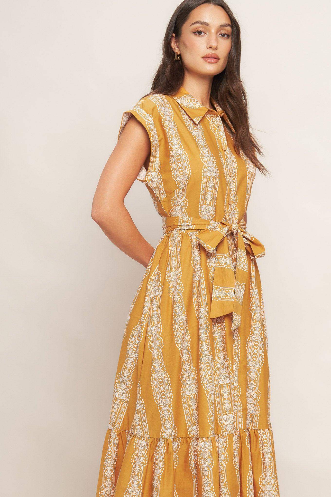 DESERT BLOOM WOVEN MIDI DRESS - Flying Tomato - Flyclothing LLC