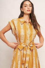 DESERT BLOOM WOVEN MIDI DRESS - Flying Tomato - Flyclothing LLC