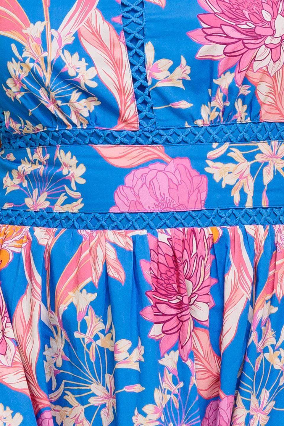 SUN-KISSED FLOWER WOVEN MIDI DRESS - Flying Tomato - Flyclothing LLC