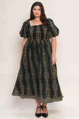 VINTAGE SQUARE WOVEN MIDI DRESS - Flying Tomato - Flyclothing LLC