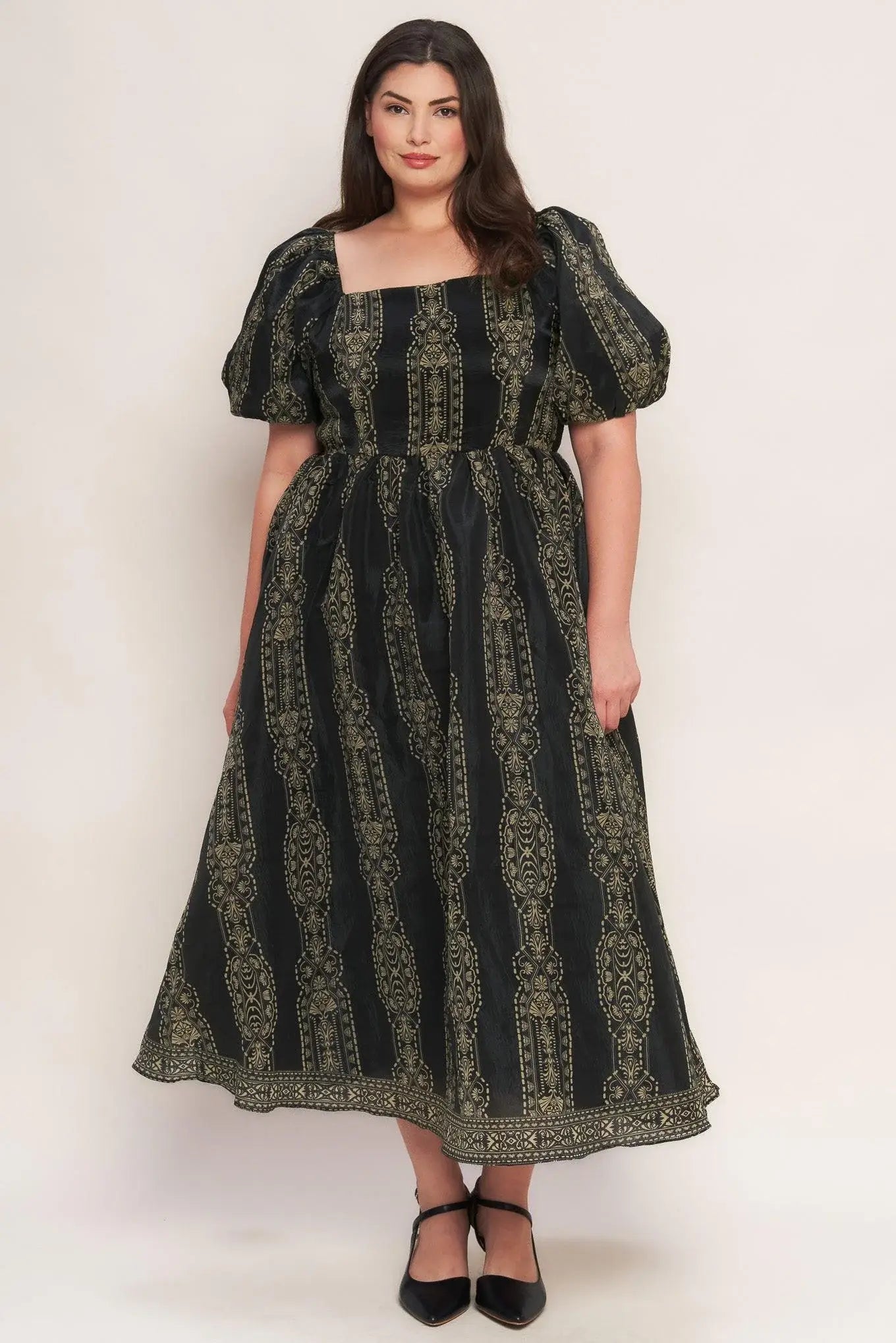 VINTAGE SQUARE WOVEN MIDI DRESS - Flying Tomato - Flyclothing LLC
