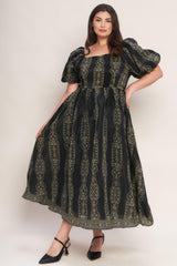 VINTAGE SQUARE WOVEN MIDI DRESS - Flying Tomato - Flyclothing LLC
