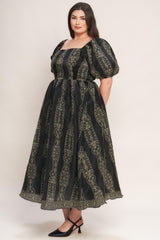 VINTAGE SQUARE WOVEN MIDI DRESS - Flying Tomato - Flyclothing LLC