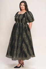 VINTAGE SQUARE WOVEN MIDI DRESS - Flying Tomato - Flyclothing LLC
