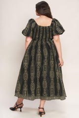 VINTAGE SQUARE WOVEN MIDI DRESS - Flying Tomato - Flyclothing LLC