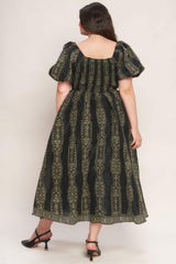 VINTAGE SQUARE WOVEN MIDI DRESS - Flying Tomato - Flyclothing LLC