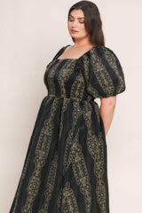 VINTAGE SQUARE WOVEN MIDI DRESS - Flying Tomato - Flyclothing LLC