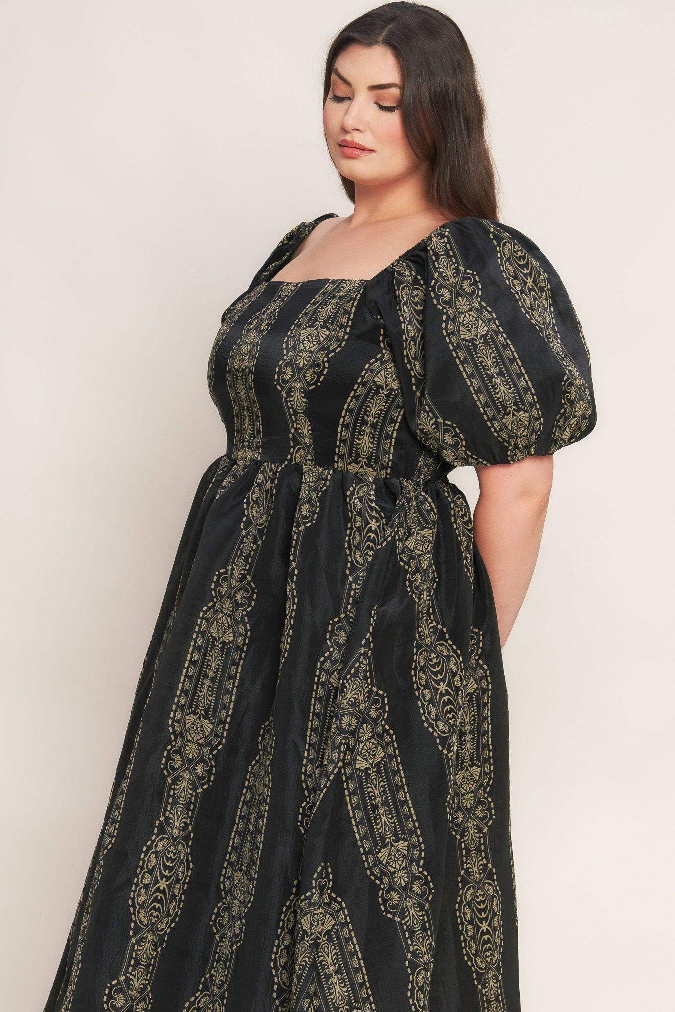 VINTAGE SQUARE WOVEN MIDI DRESS - Flying Tomato - Flyclothing LLC