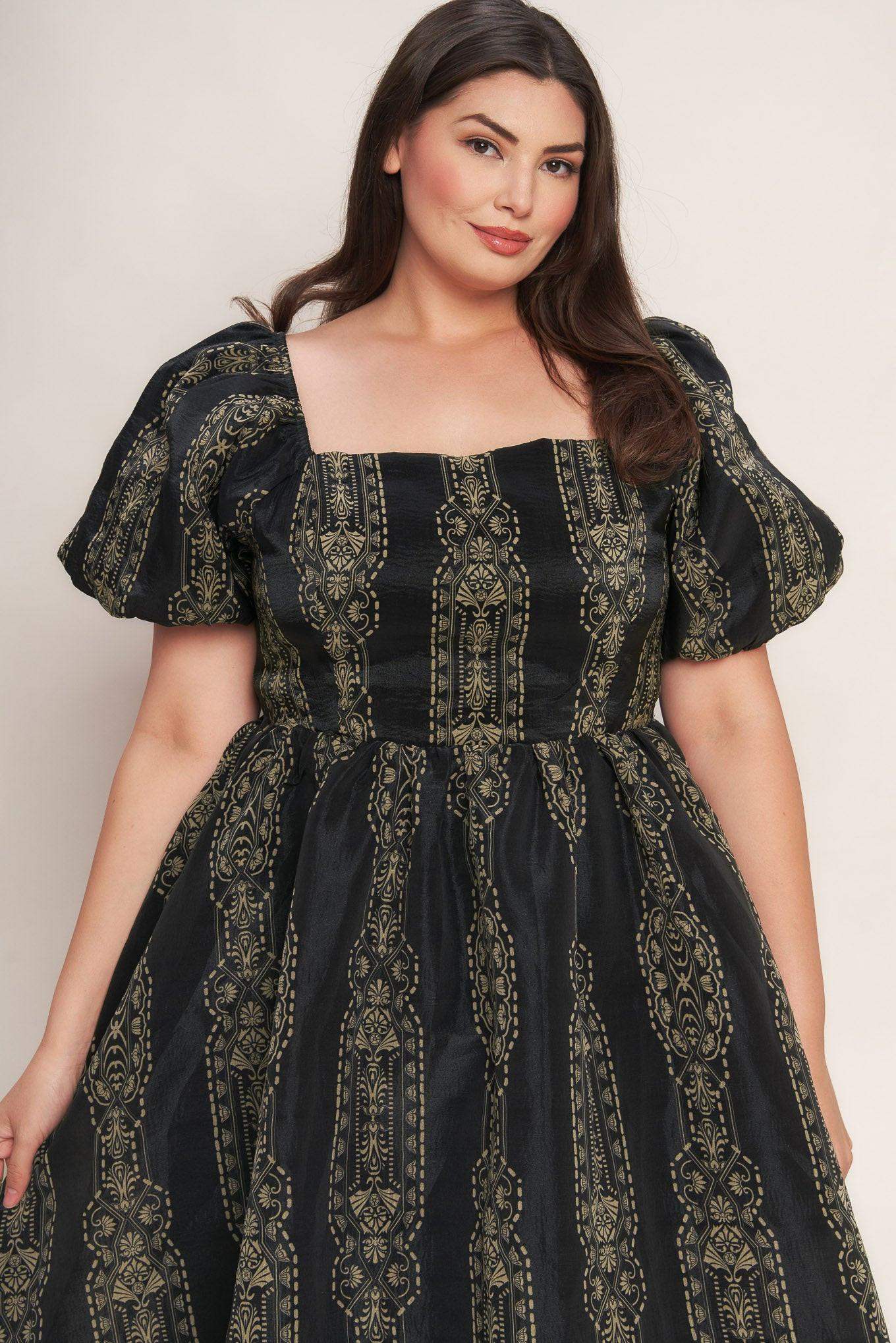 VINTAGE SQUARE WOVEN MIDI DRESS - Flying Tomato - Flyclothing LLC