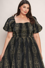 VINTAGE SQUARE WOVEN MIDI DRESS - Flying Tomato - Flyclothing LLC
