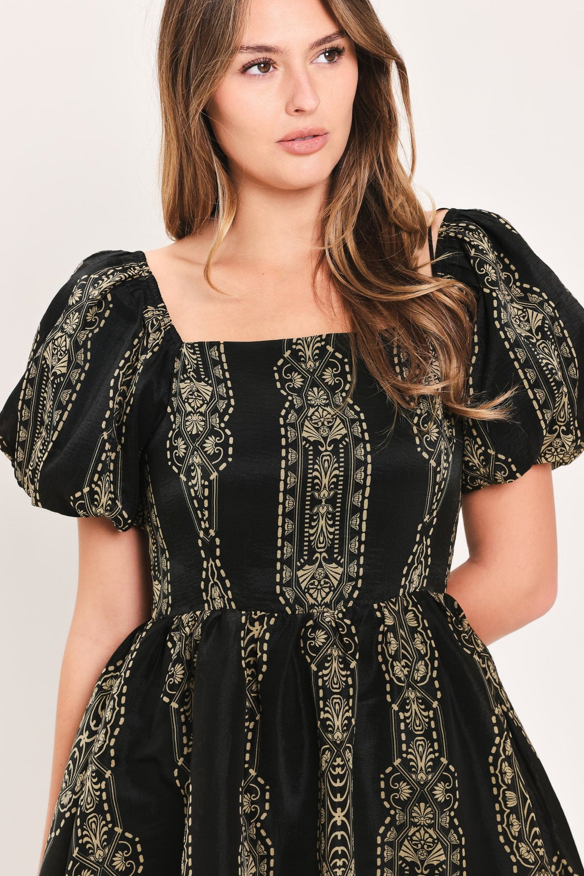 VINTAGE SQUARE WOVEN MIDI DRESS - Flying Tomato - Flyclothing LLC