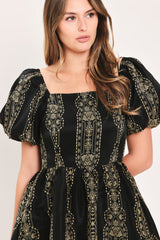 VINTAGE SQUARE WOVEN MIDI DRESS - Flying Tomato - Flyclothing LLC