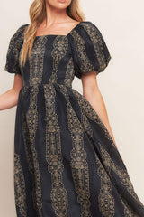 VINTAGE SQUARE WOVEN MIDI DRESS - Flying Tomato - Flyclothing LLC