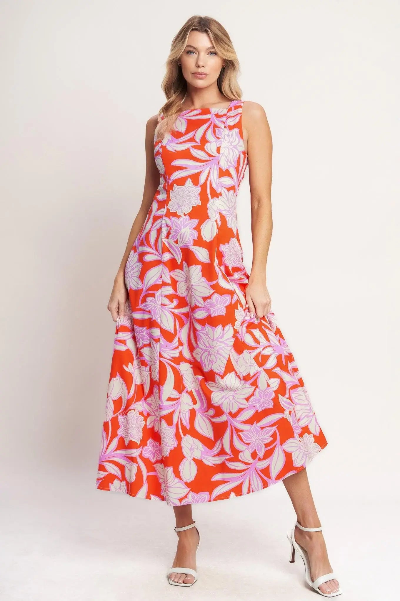 PALM ROMANCE WOVEN MIDI DRESS - Flying Tomato - Flyclothing LLC