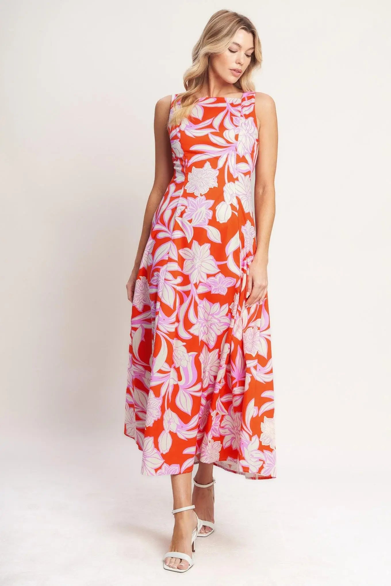 PALM ROMANCE WOVEN MIDI DRESS - Flying Tomato - Flyclothing LLC