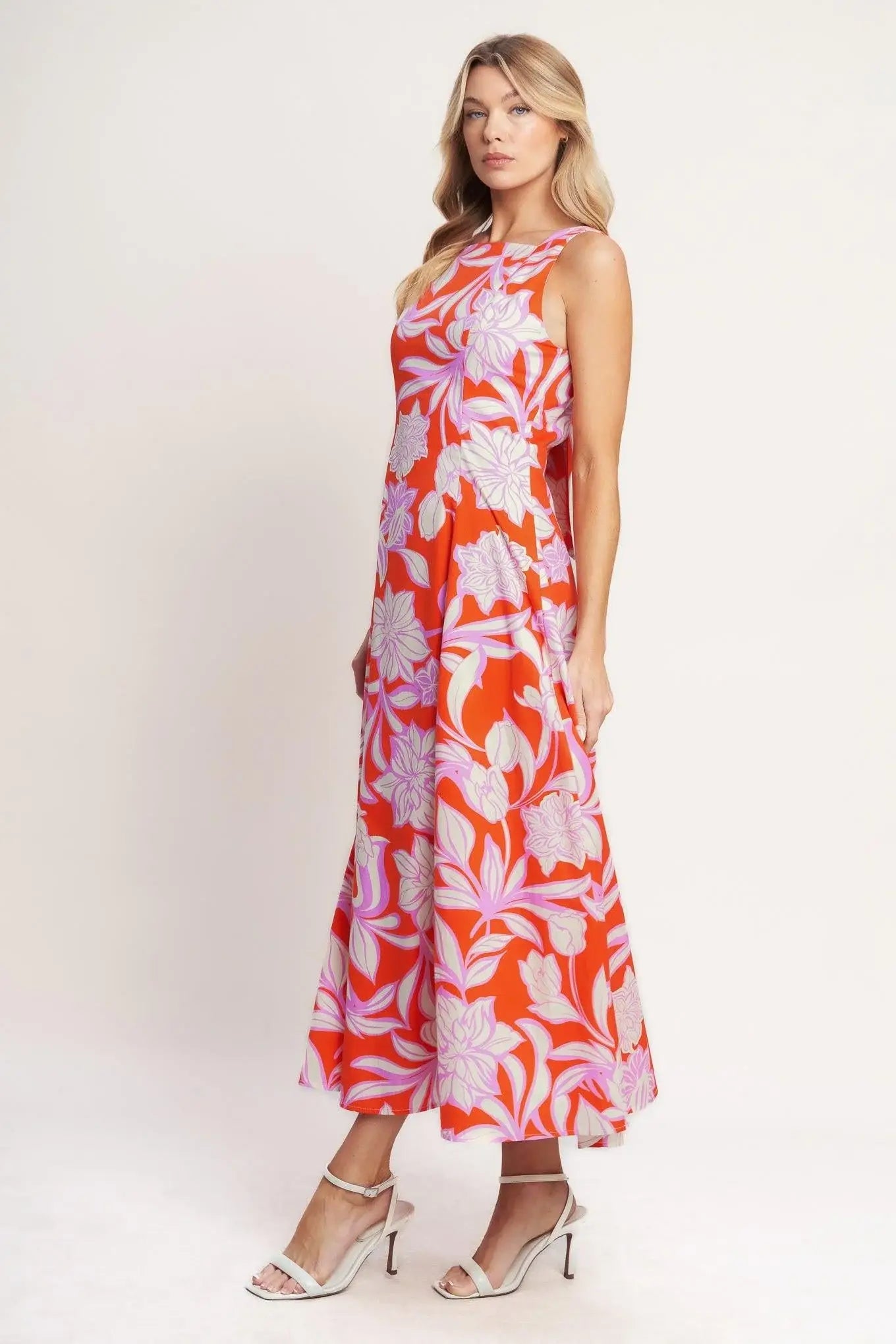 PALM ROMANCE WOVEN MIDI DRESS - Flying Tomato - Flyclothing LLC