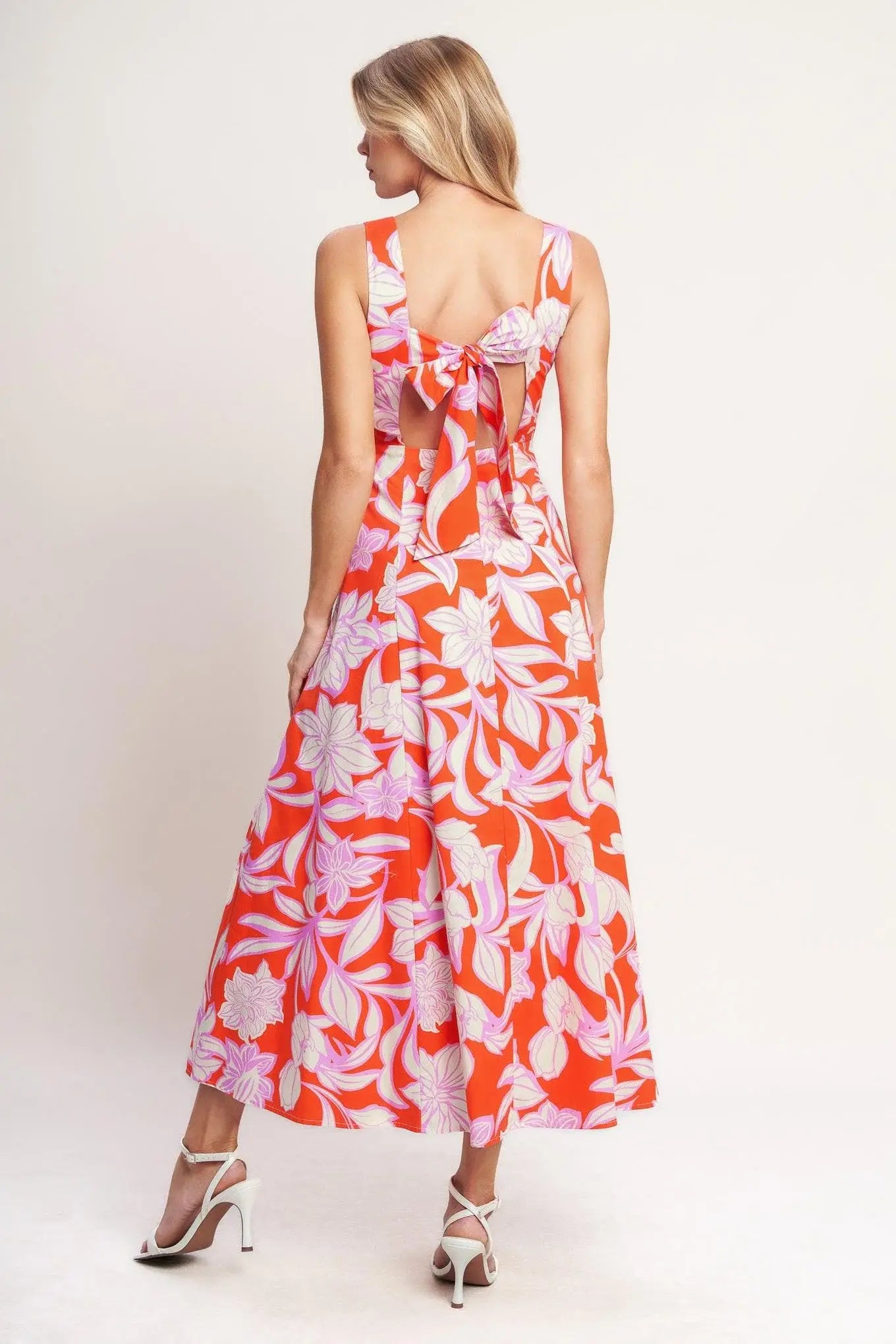 PALM ROMANCE WOVEN MIDI DRESS - Flying Tomato - Flyclothing LLC